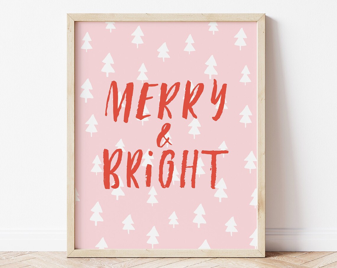 Merry And Bright Christmas Boho Art Print