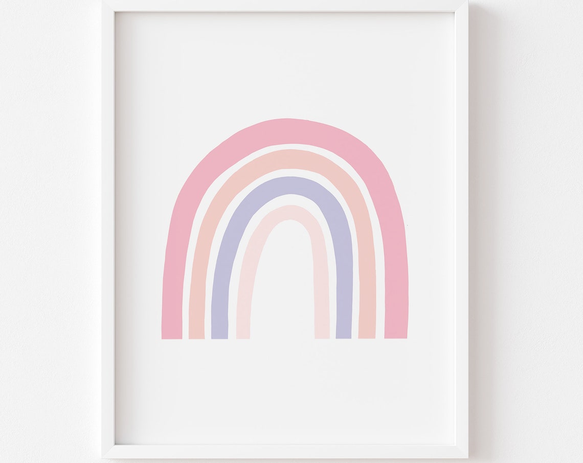 Pastel Rainbow Pink Peach Purple Arches Soft Girls Nursery Wall Art