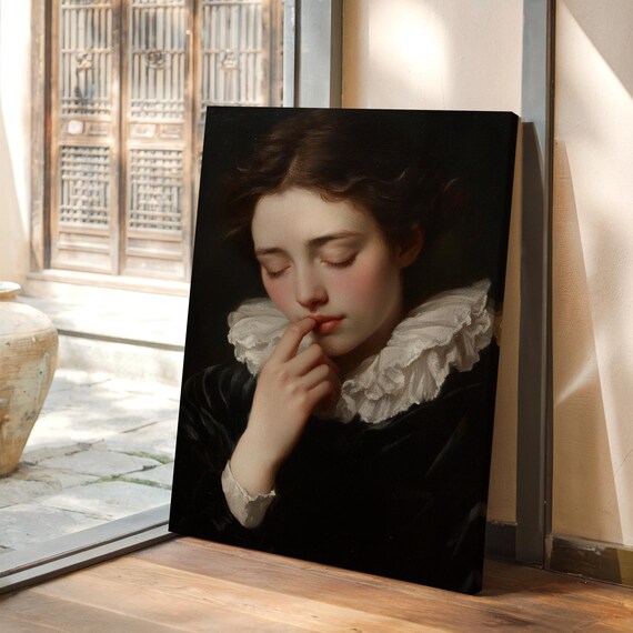 Renaissance Woman Portrait Ruffled Collar Timeless Beauty Poster