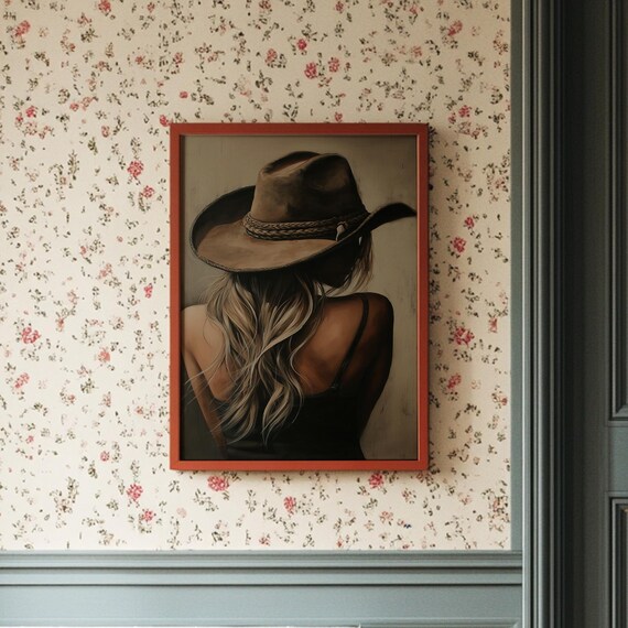 Cowgirl In Hat With Flowing Blonde Hair Art Print