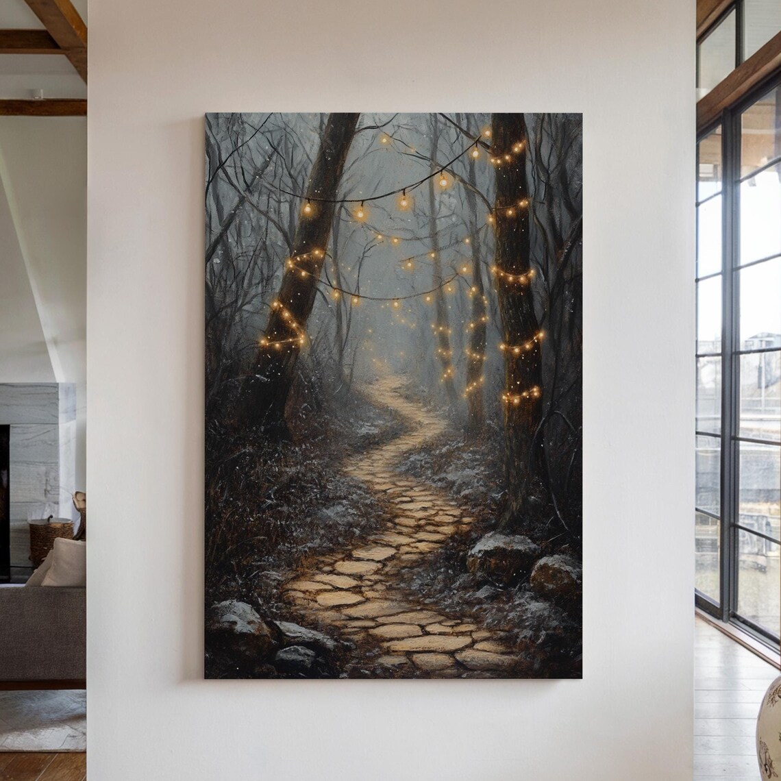 Enchanting Winter Forest Path, Rustic Whimsical Decor