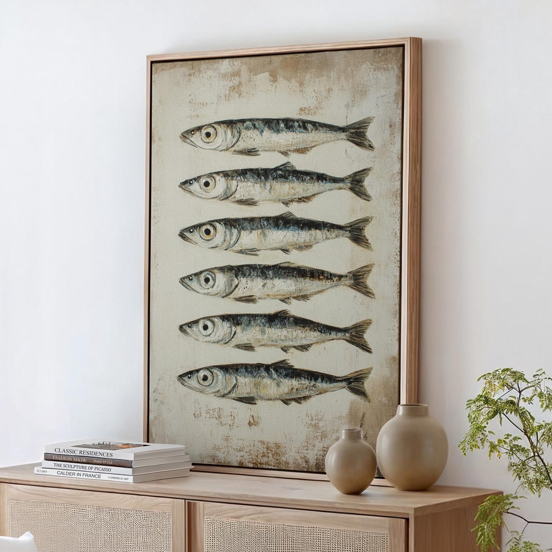 Vintage Fish Art Coastal Kitchen Decor Rustic Seafood Painting Print Nautical Wall Art Farmhouse Coastal Style Poster