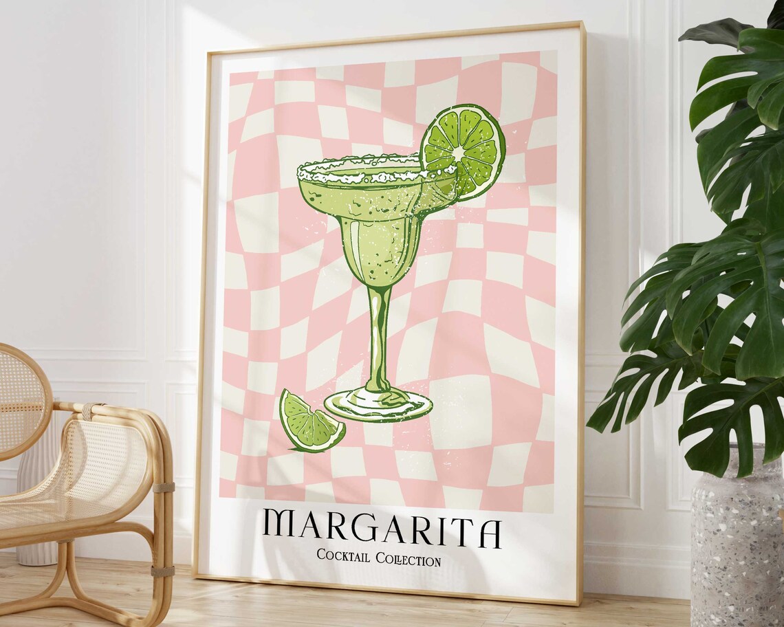 Margarita Cocktail Retro Poster, Kitchen Drinks Wall Art