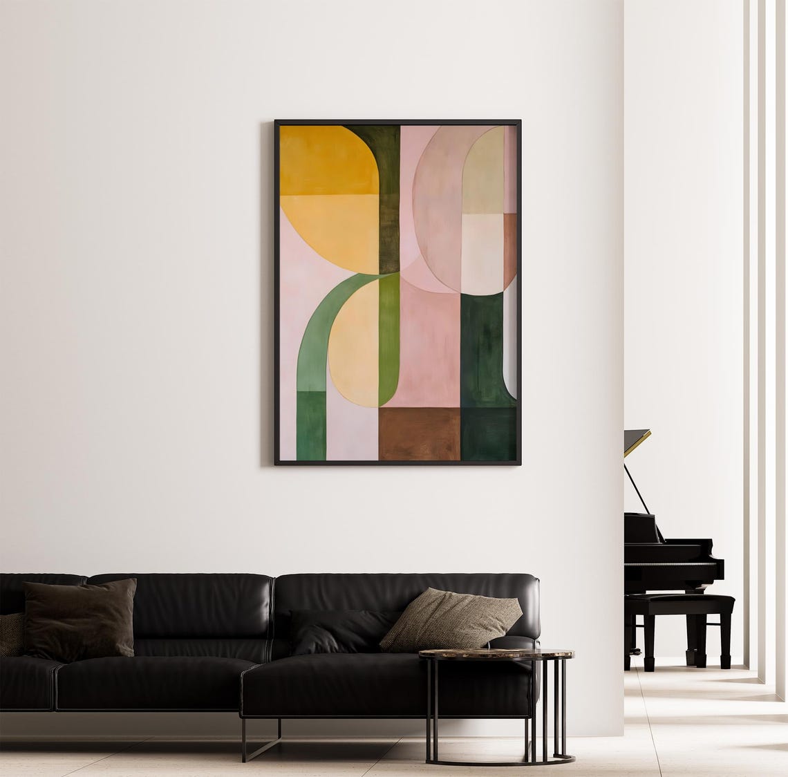 Geometric Arches Abstract Mustard Pink Green Modern Wall Art - Image 5