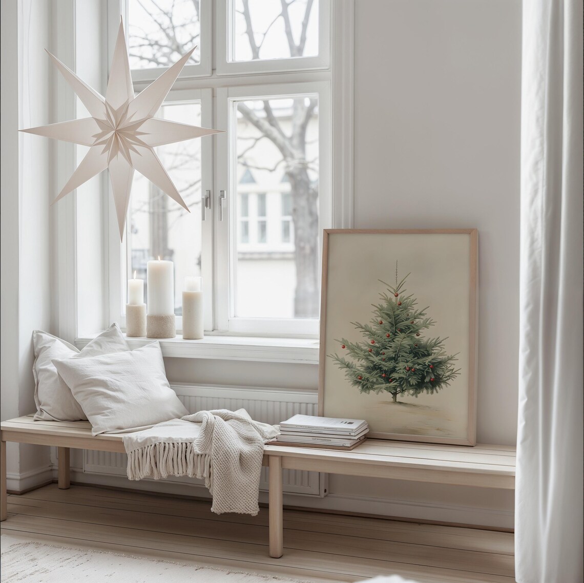 Vintage Christmas Tree Poster, Neutral Holiday Decor - Image 3