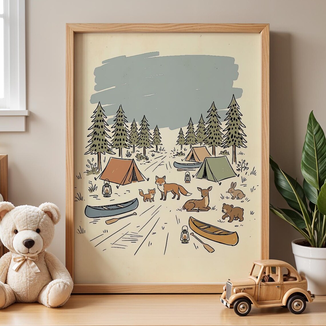 Woodland Camping Adventure, Vintage Kids Decor