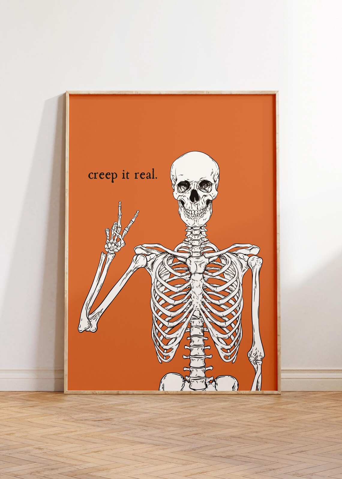 Creep It Real Skeleton, Cute Halloween Retro Spooky Decor - Image 4