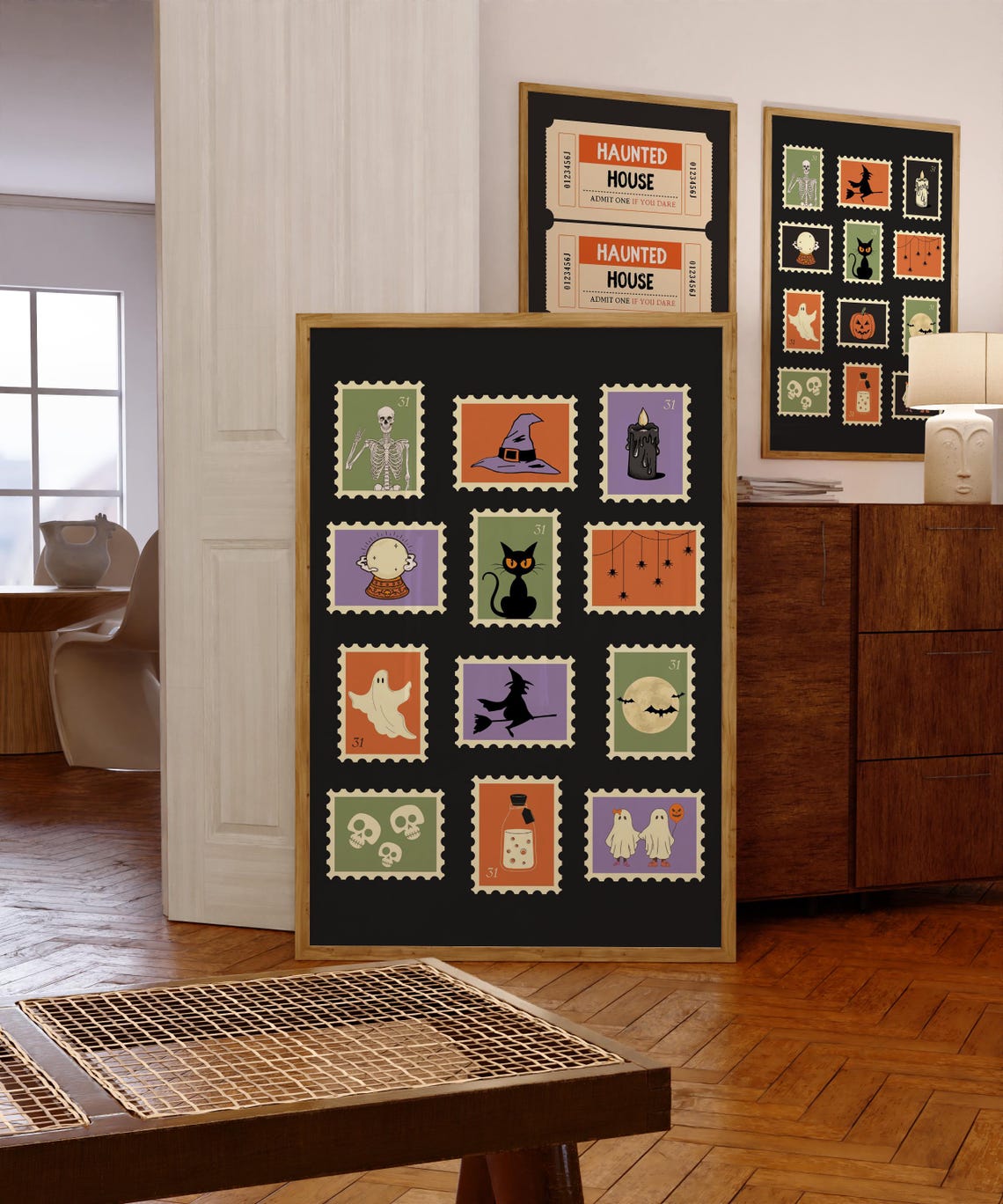 Halloween Vintage Stamps Poster Print - Image 4