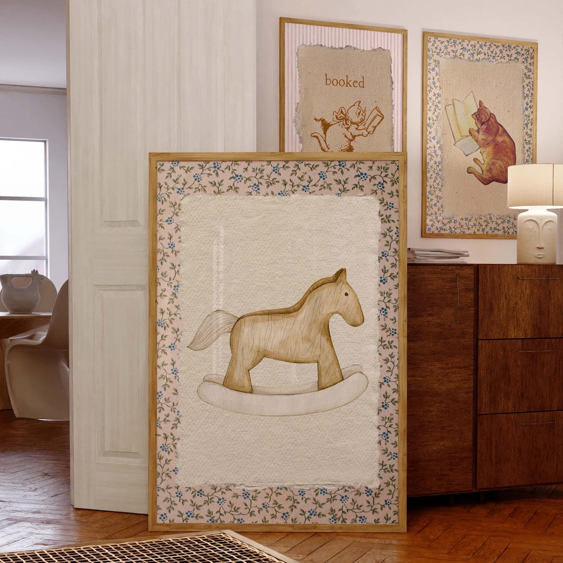 Vintage Rocking Horse Art Print, Nursery Decor - Image 5
