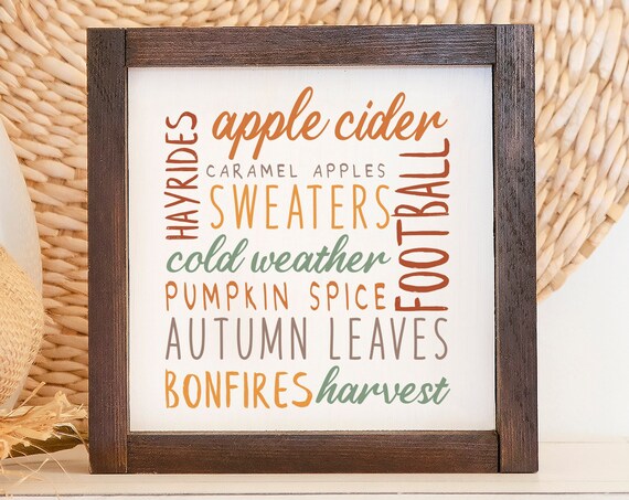 Fall Square Word Art Poster, Farmhouse Autumn Decor