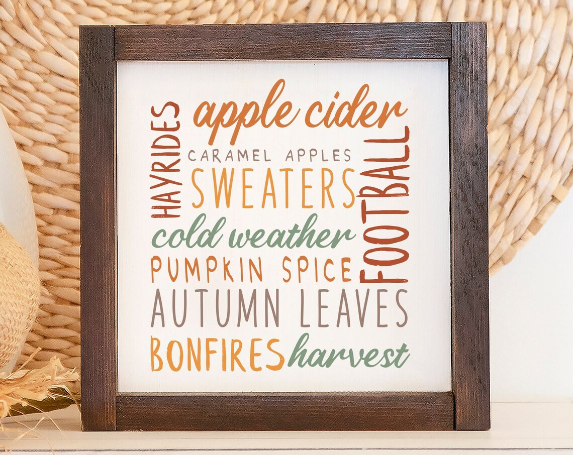 Fall Square Word Art Poster, Farmhouse Autumn Decor