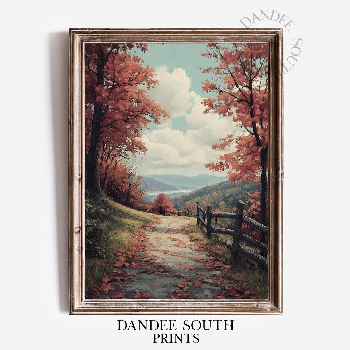 Fall Landscape Wall Art Vintage Autumn Countryside Oil Painting Thanksgiving Decor 575