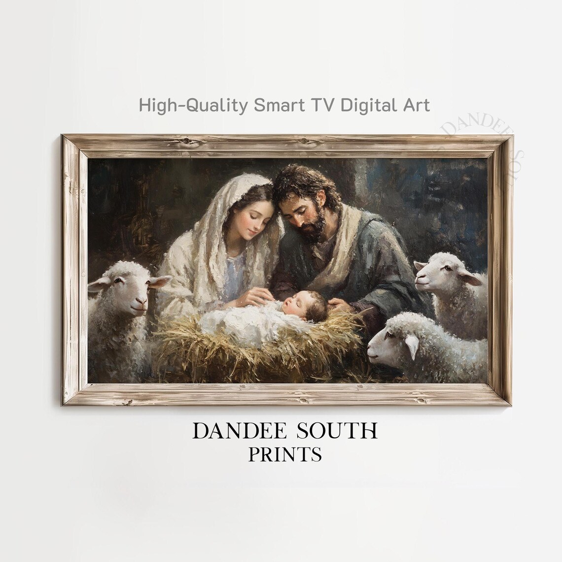Nativity Scene TV Art, Christmas Wall Art Print