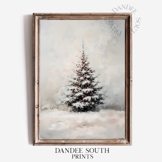 Snowy Christmas Tree Winter Wonderland Rustic Holiday Wall Art