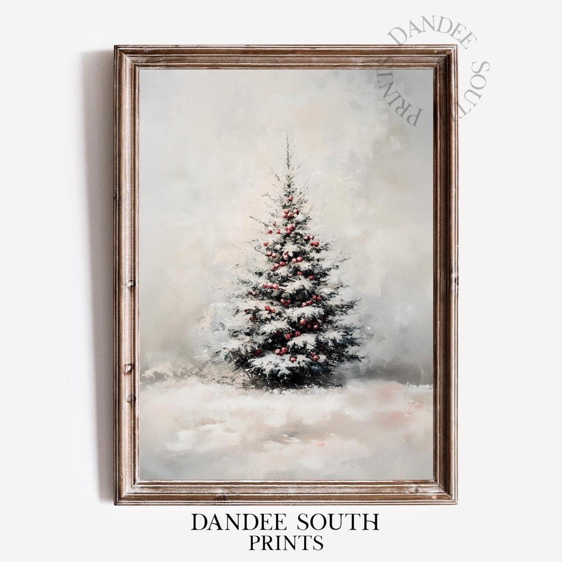 Snowy Christmas Tree Winter Wonderland Rustic Holiday Wall Art