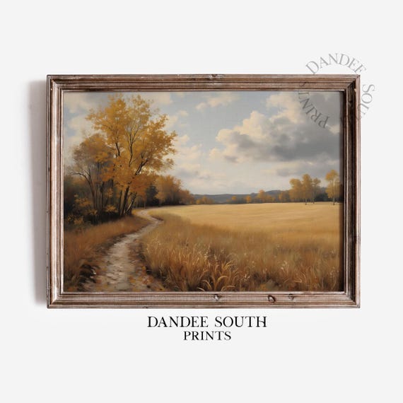 Fall Landscape Wall Art Vintage Autumn Countryside Home Decor Rustic Painting 611