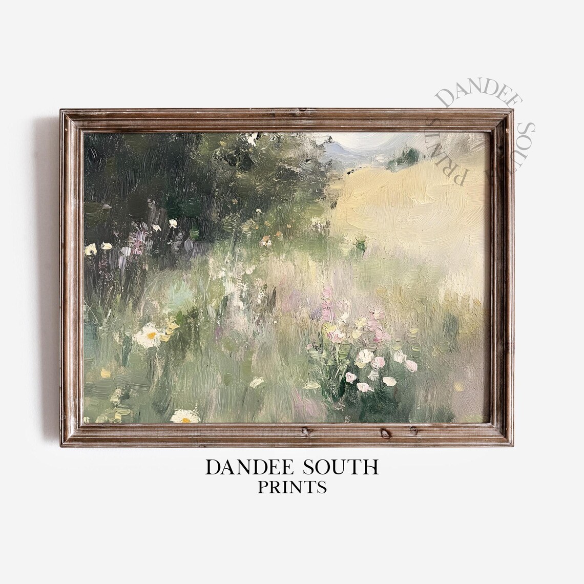 Soft Wildflower Meadow Vintage Oil Painting Dreamy Field Poster
