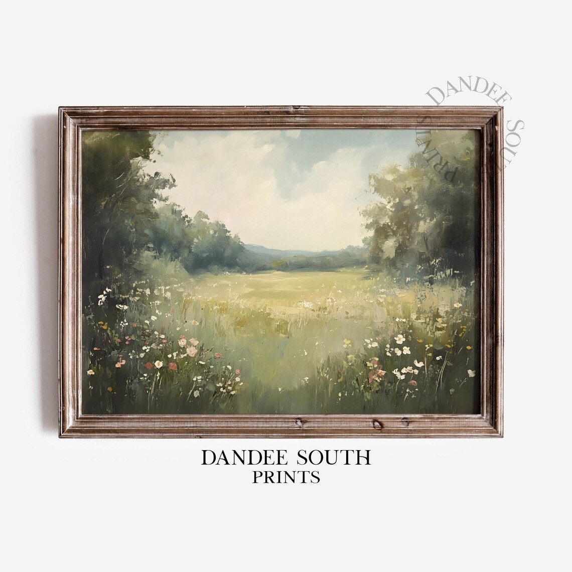 Wildflower Meadow Vintage Landscape Oil Painting Country Poster
