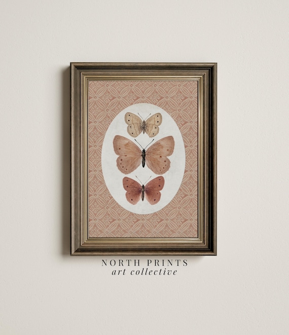 Vintage Butterfly Art Print, Cottagecore Nursery Decor