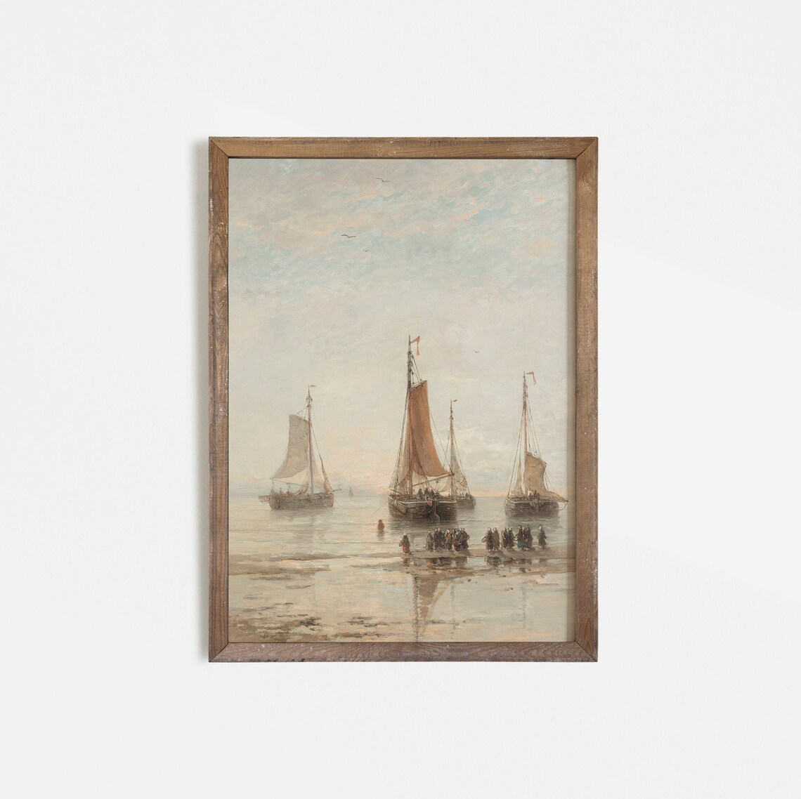 Vintage Sailboat Seascape Art Print, Coastal Print