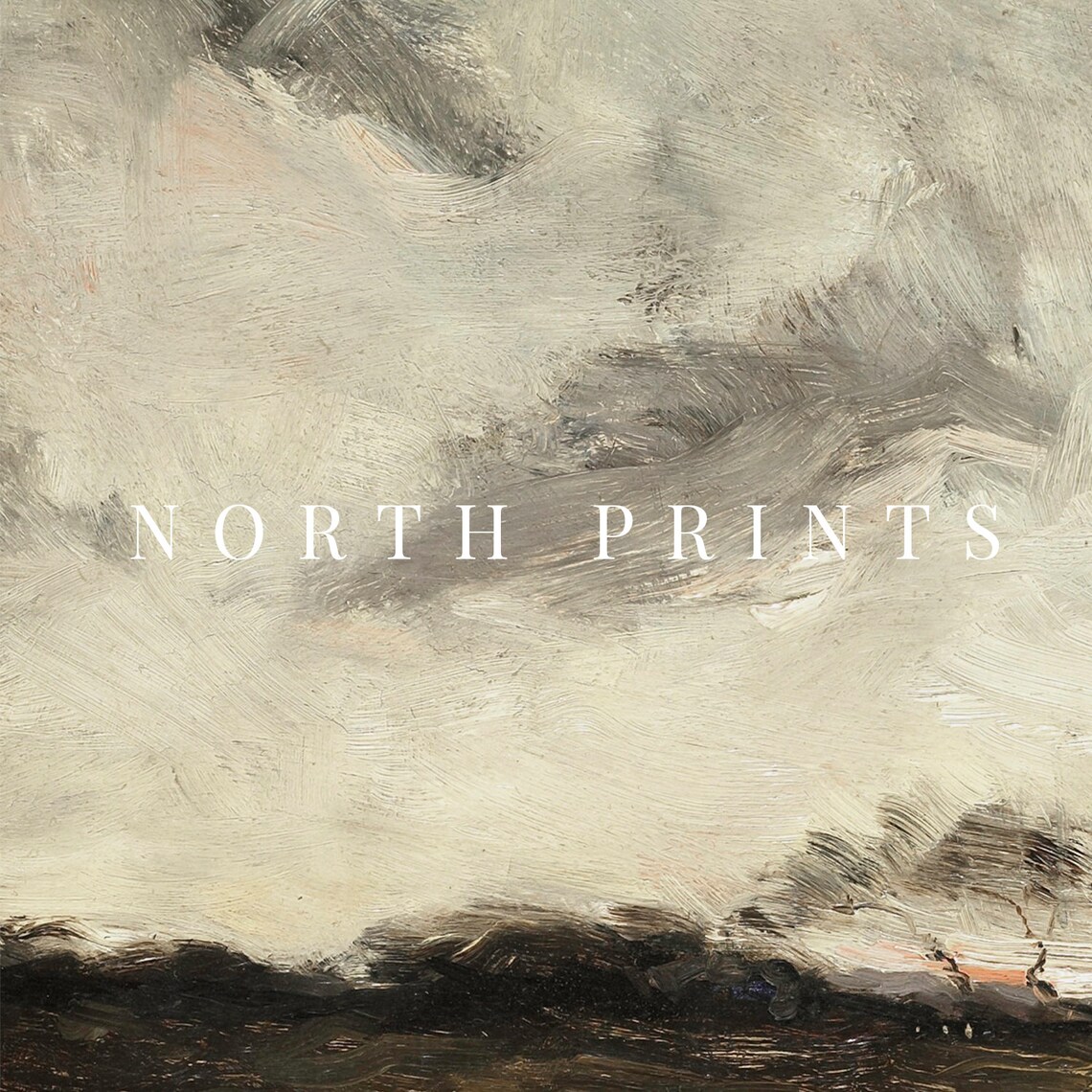 Moody Horizon Landscape Print, Vintage Cloud Study - Image 4