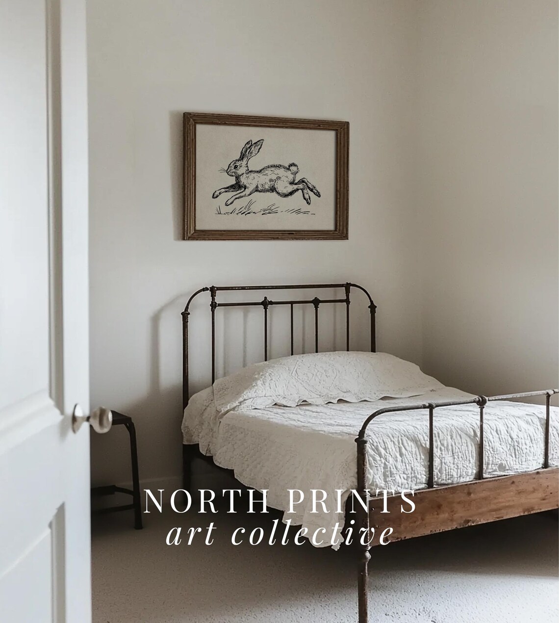Rustic Rabbit Art Print, Neutral Scandinavian Nursery Decor - Image 4
