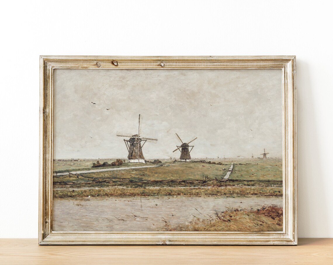Dutch Windmill Landscape Vintage Holland Travel Poster - Image 2