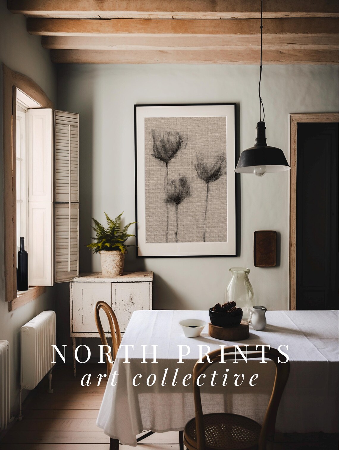 Rustic Tulip Tapestry Art Print, Modern Farmhouse - Image 3