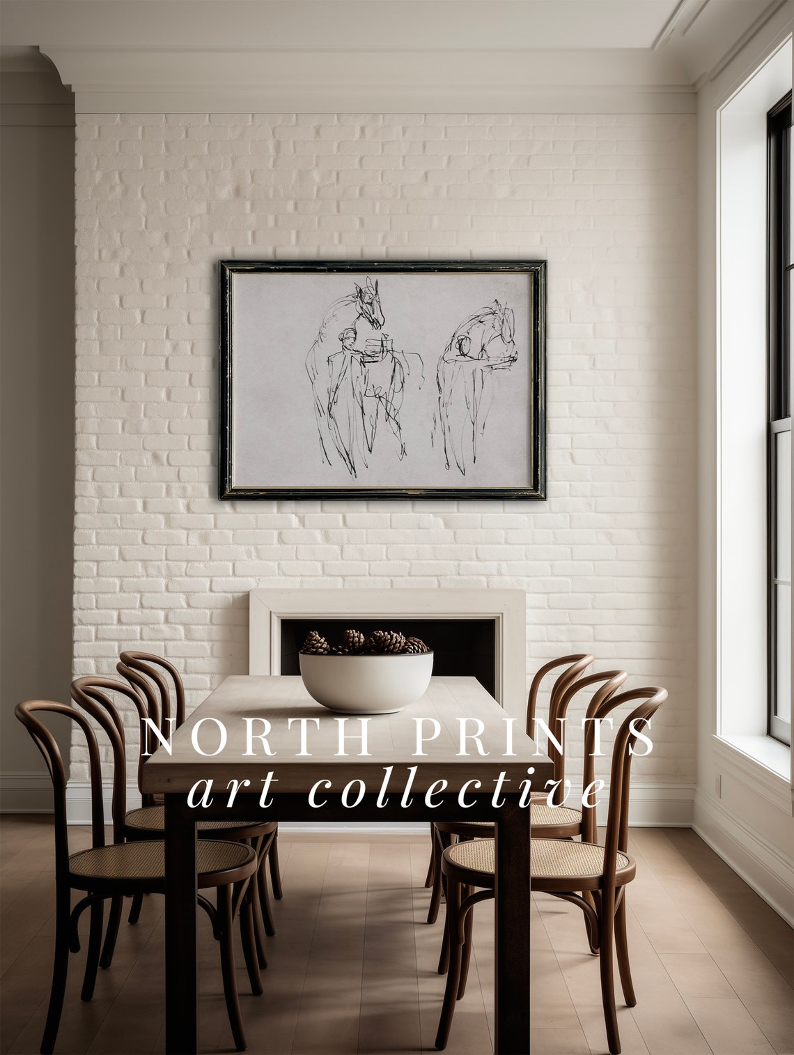 Minimalist Ink Horse Rider Line Sketch Antique Equestrian Study Poster - Image 4