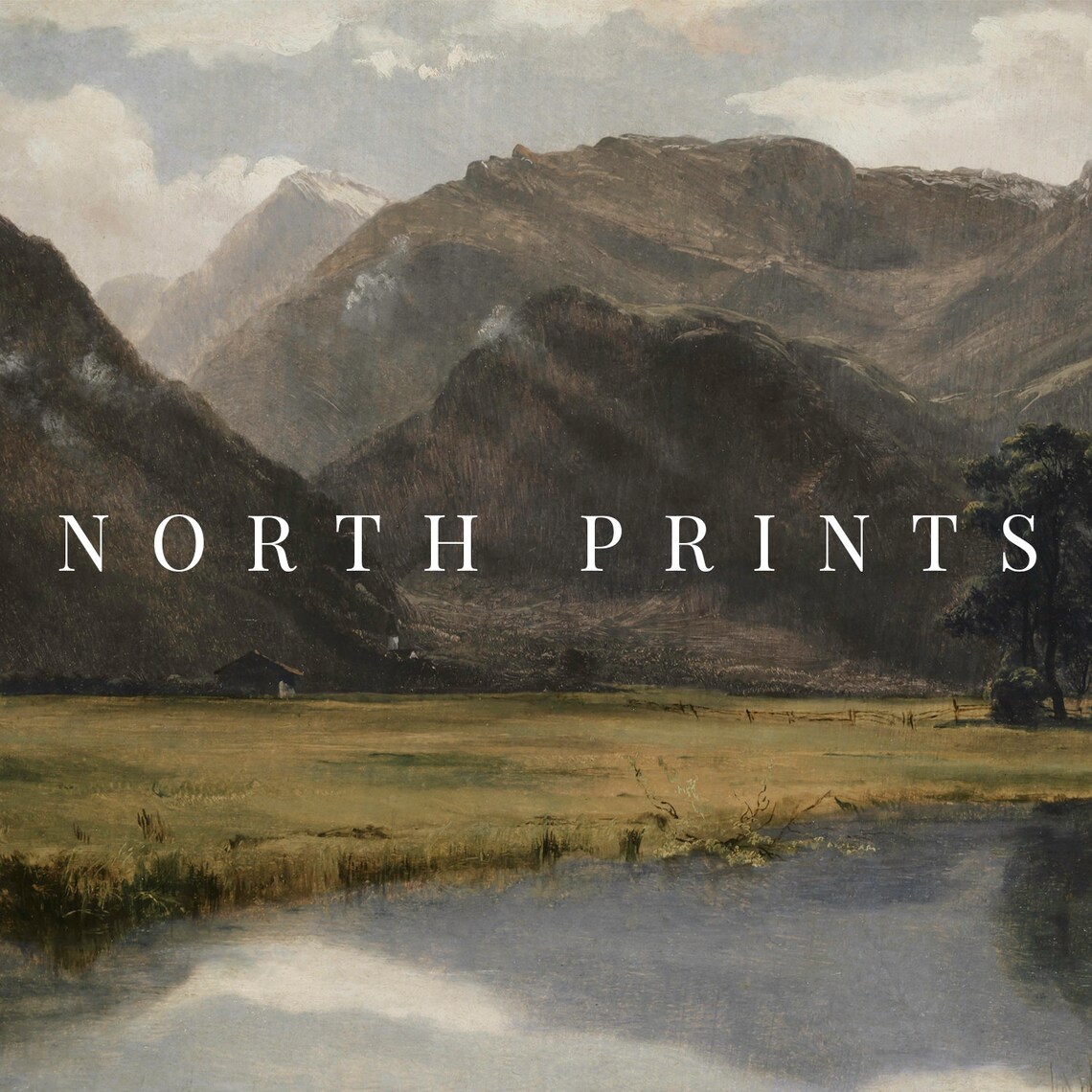 Vintage River Landscape Painting, Mountain Art Print - Image 2