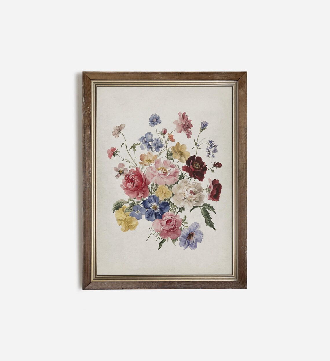 Victorian Botanical Watercolor English Garden Bouquet Art - Image 3