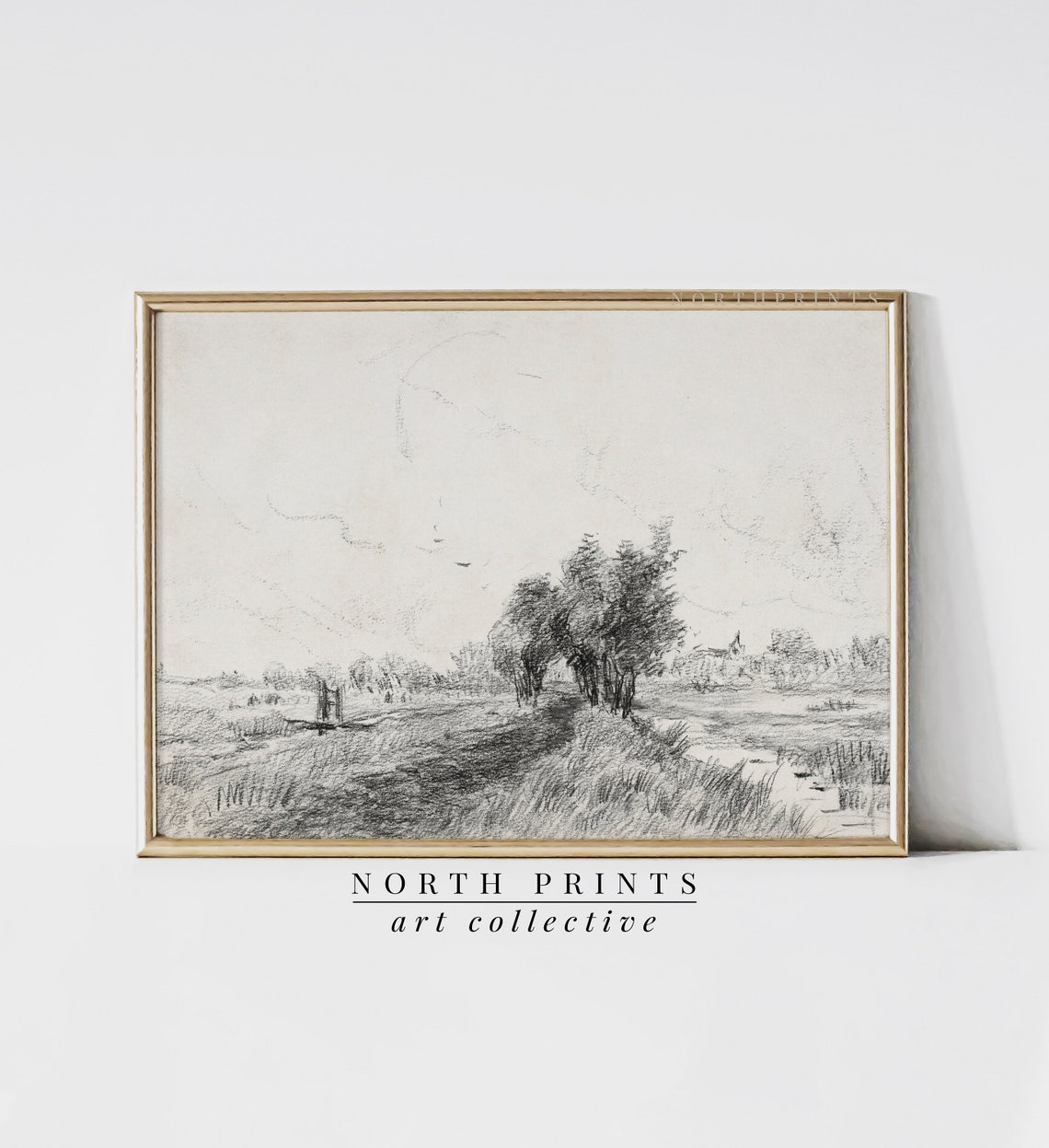 Neutral Vintage Print Art Simple Landscape Sketch North Prints Sk 308 - Image 4