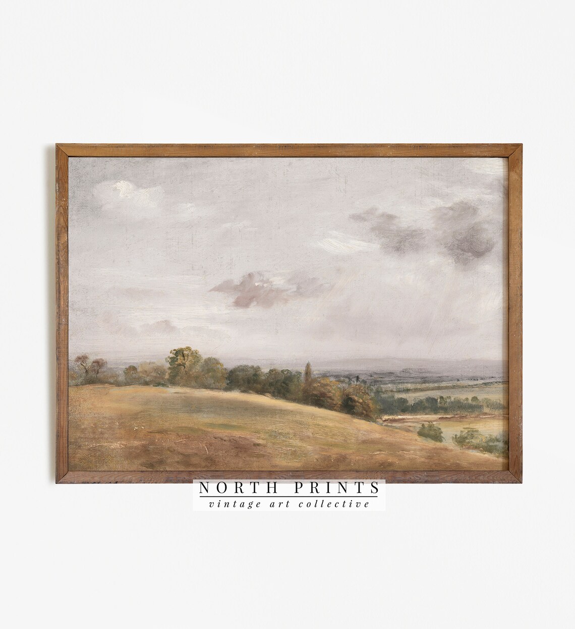 Vintage Landscape Painting, Muted Abstract Art Print