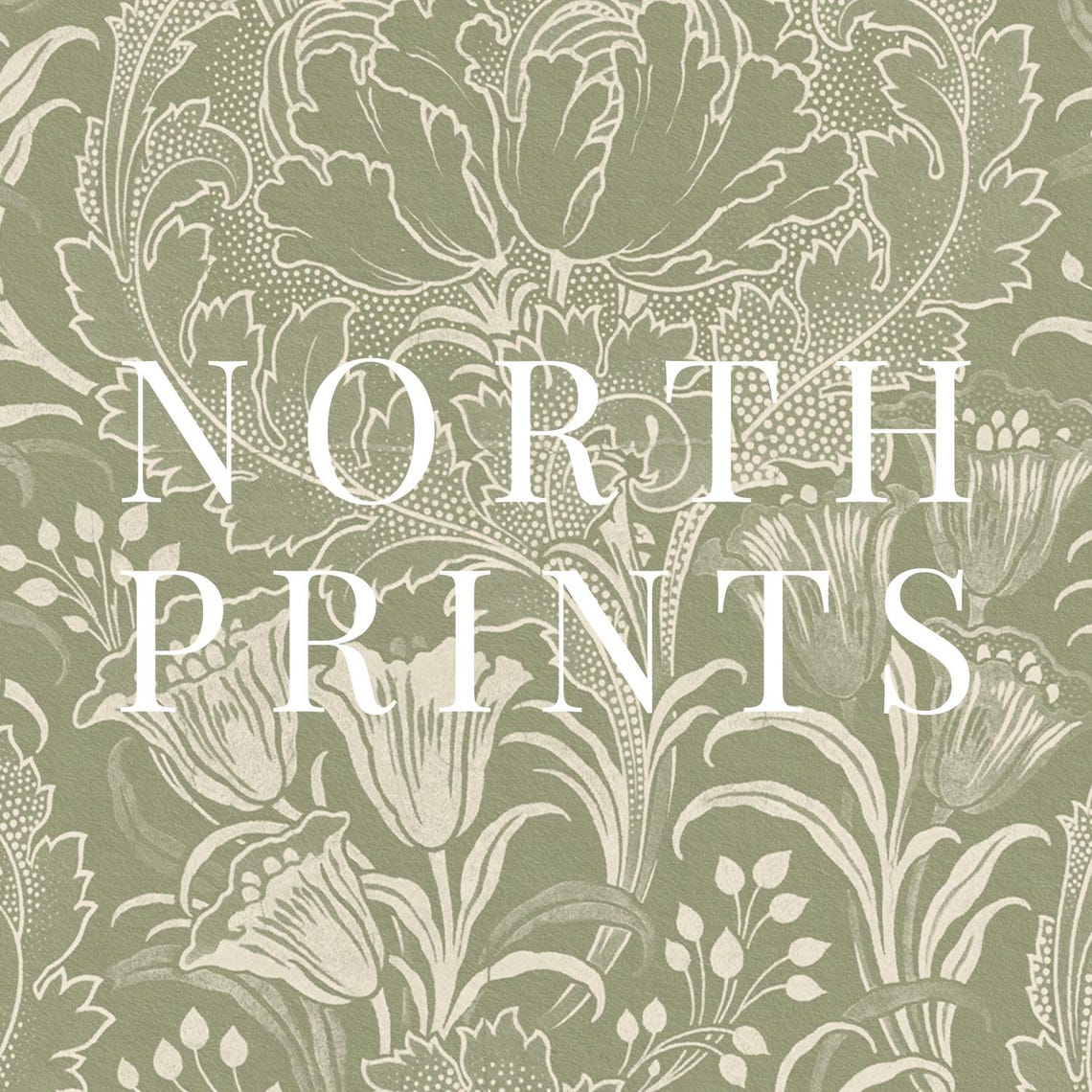 Sage Green Tulip Floral Damask Pattern Vintage Botanical Wall Print - Image 2