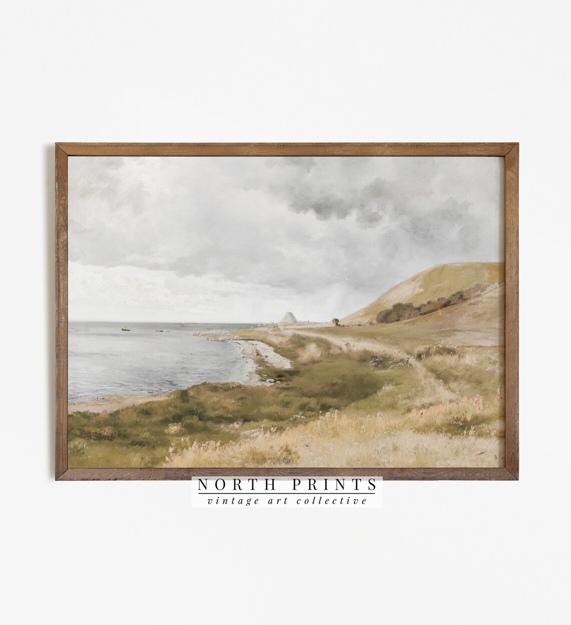 Vintage Seaside Landscape Painting, Coastal Art Print - Image 3