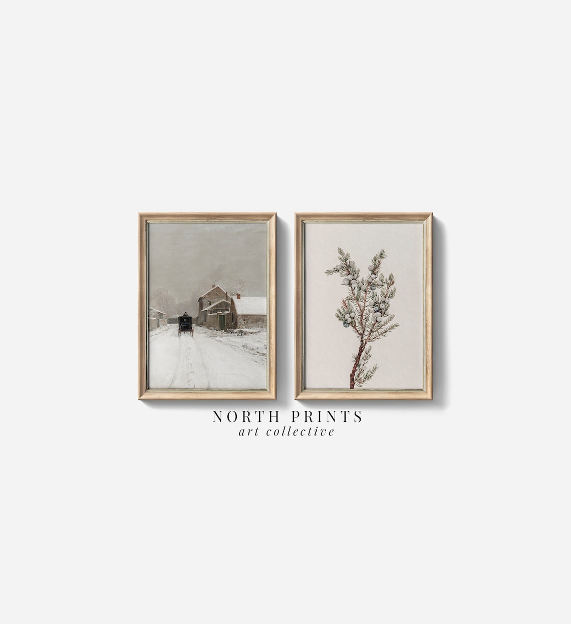 Winter Gallery Wall Art Bundle, Vintage Neutral Holiday - Image 2