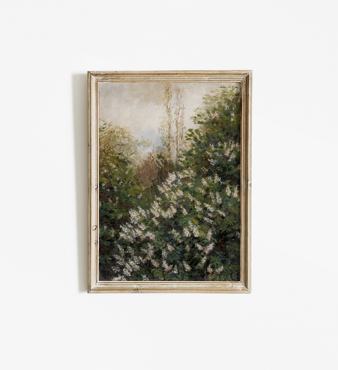 Spring Farmhouse Lilac Tree Vintage Oil Painting Art Print - Image 4