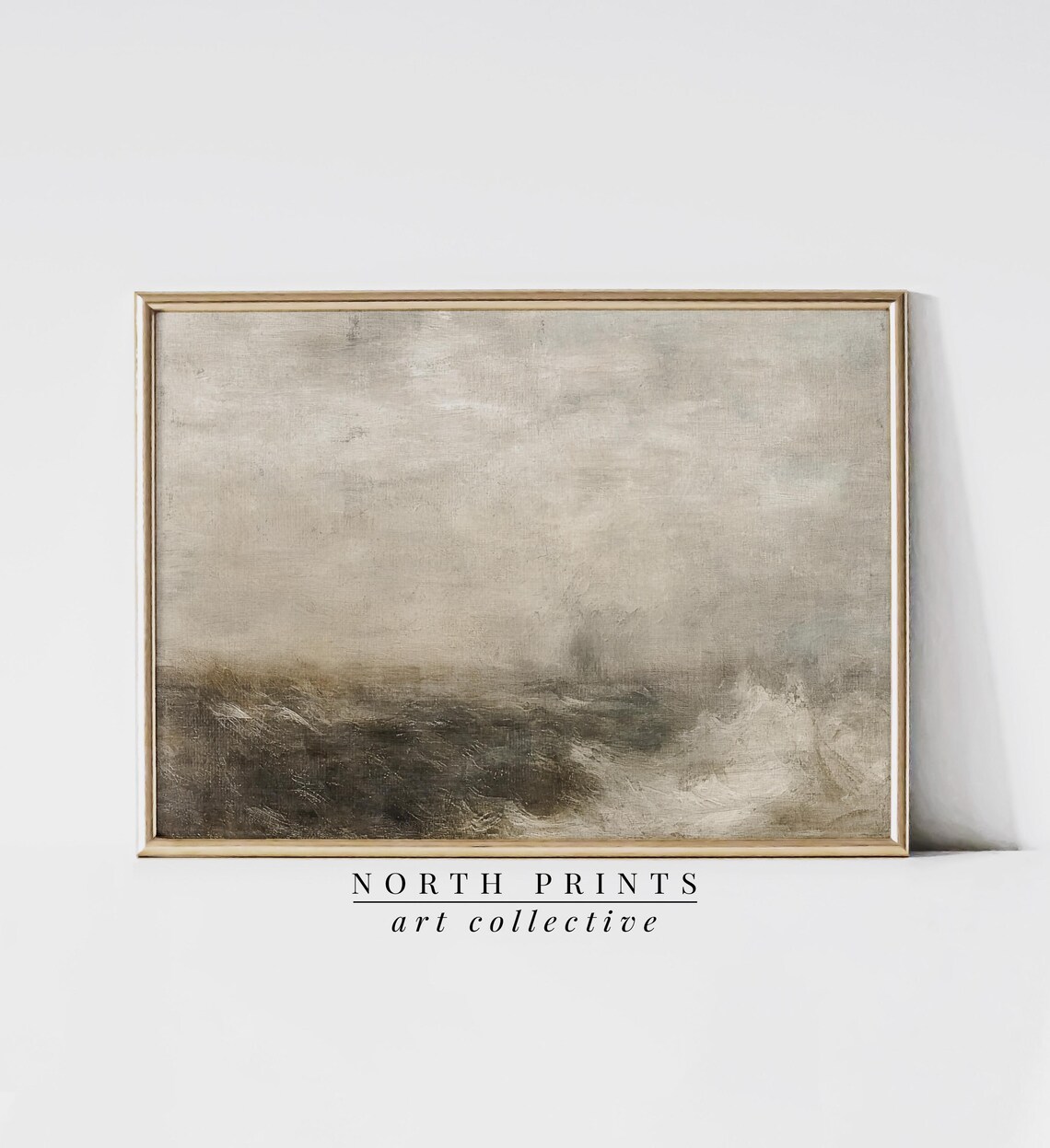 Moody Abstract Seascape Art Print, Modern Coastal
