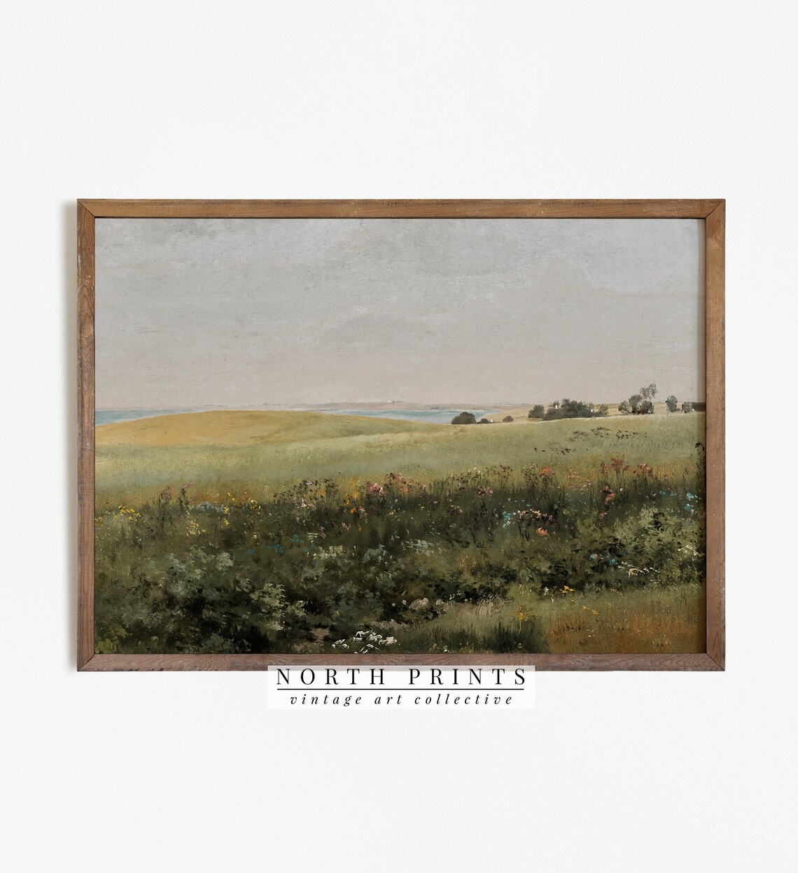 Spring Landscape Painting Vintage Country Farmhouse Art