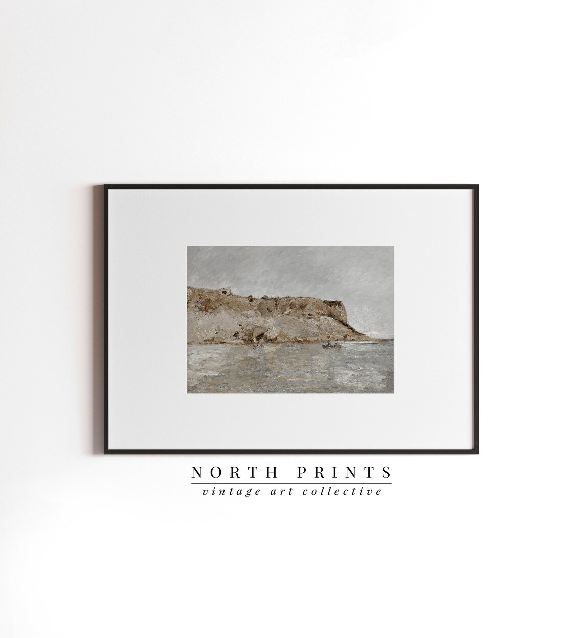 Rustic Coastal Neutral Seascape Art Print - Image 3