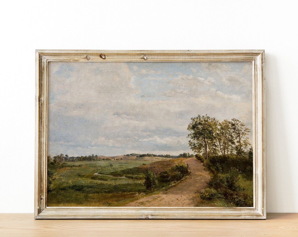 Country Road Vintage Farmhouse Landscape Art Print - Image 2