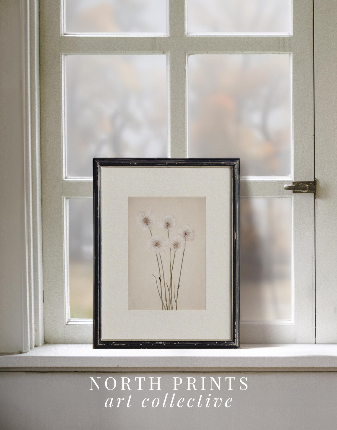 Neutral Dandelion Botanical Art Print, Farmhouse - Image 3
