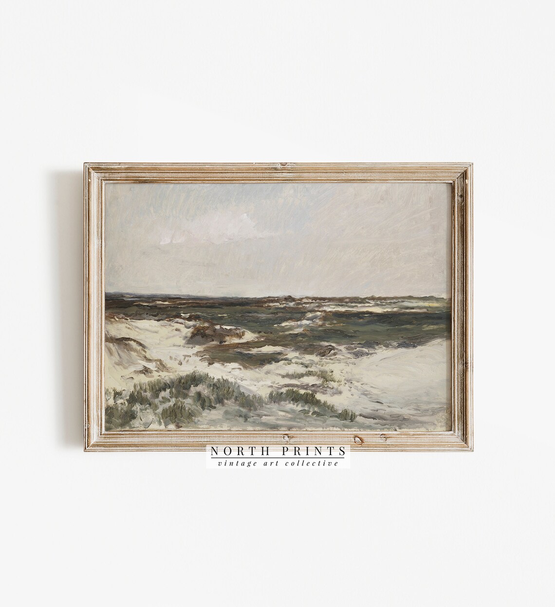 Vintage Coastal Beach Landscape Poster, Soft Green - Image 3