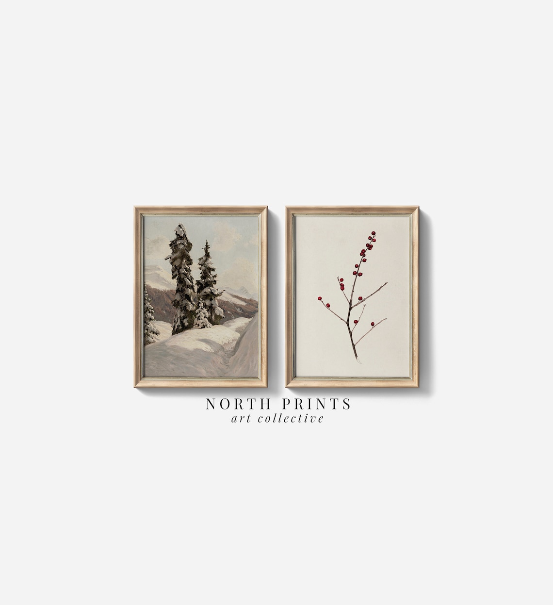 Winter Gallery Wall Art Bundle, Vintage Neutral Holiday - Image 4
