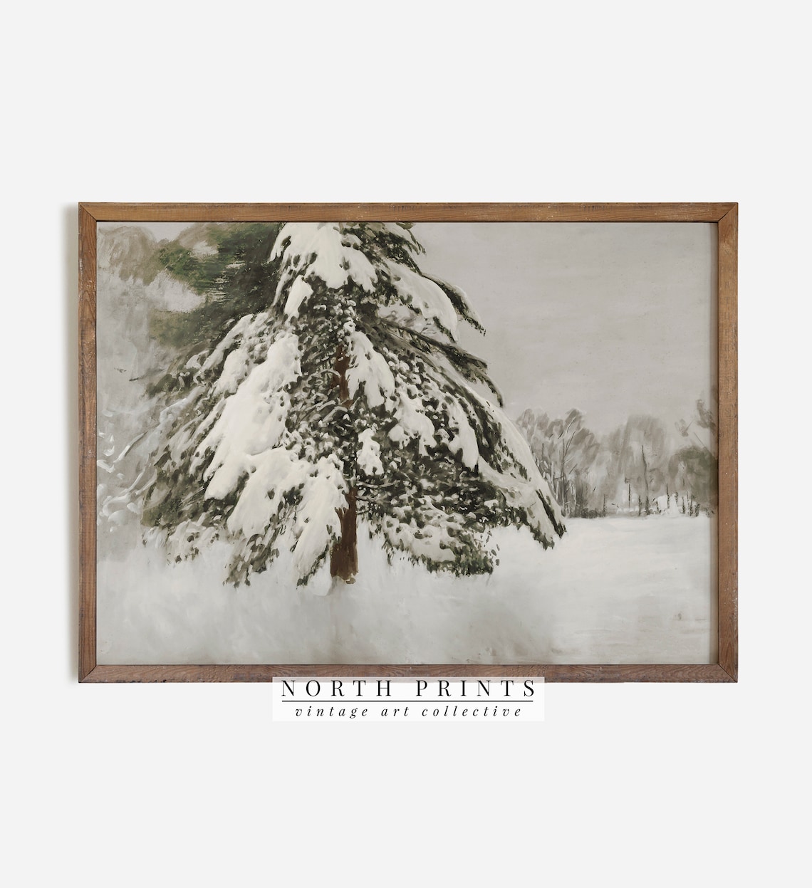 Snowy Country Forest Landscape, Vintage Holiday Art - Image 3