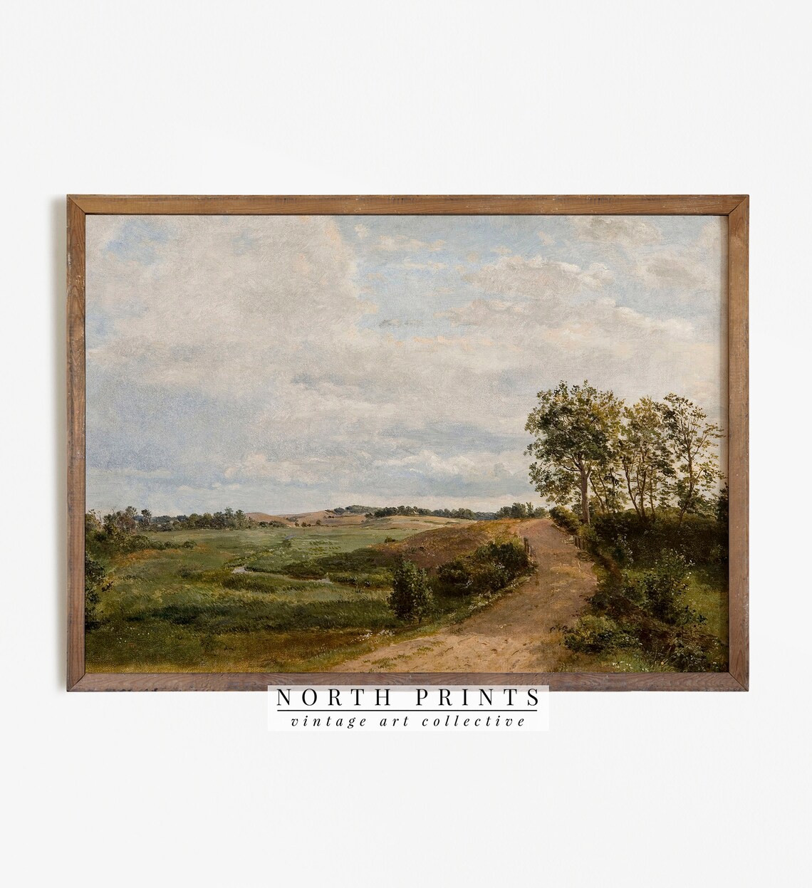 Country Road Vintage Farmhouse Landscape Art Print