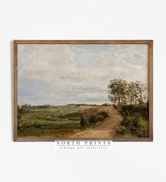 Country Road Vintage Farmhouse Landscape Art Print