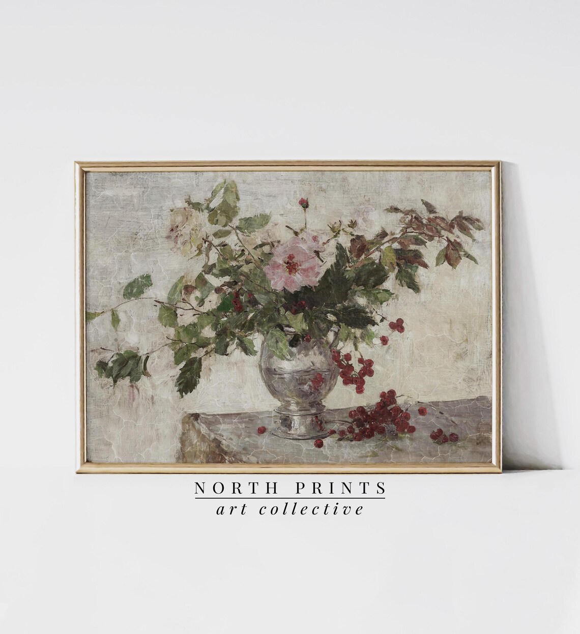 Antique Neutral Floral Bouquet, Vintage Botanical Art Print - Image 2