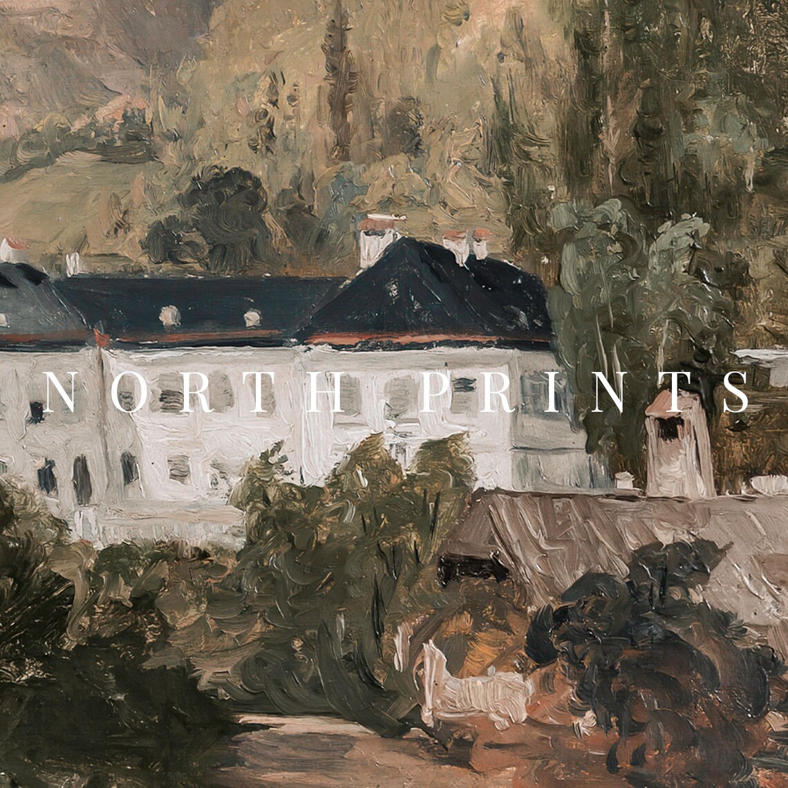 Vintage European Villa Landscape Art Print - Image 3