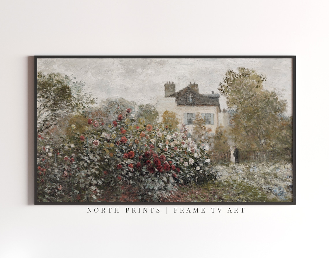 Vintage Cottage Garden Art Print, Country Artwork